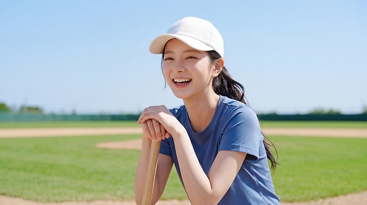 JPG 편집이미지 여자 스포츠 청소년 필드 하늘 미소 야외 운동 야구 야구방망이 즐거움 소프트볼 의료성형뷰티 편집실사 AI인물포토 감정 표정 건강 사람 구기 야구용품 CG 파일형식 AI포토 스포츠용품 AI콘텐츠 오브젝트