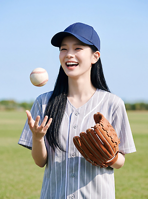 JPG 편집이미지 손 여자 스포츠 유니폼 공 웃음 경기 야외 운동 햇빛 야구 글로브 던지기 즐거움 야구공 소프트볼 의료성형뷰티 편집실사 AI인물포토 옷 감정 모션 표정 건강 사람 신체부위 빛 구기 야구용품 CG 파일형식 AI포토 스포츠용품 AI콘텐츠 오브젝트