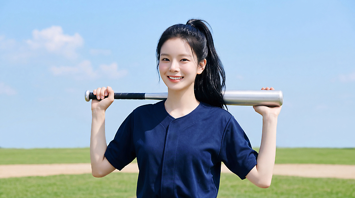 JPG 편집이미지 여자 행복 스포츠 포즈 하늘 여름 운동 야구 야구방망이 소프트볼 의료성형뷰티 편집실사 AI인물포토 계절 감정 건강 사람 구기 야구용품 CG 파일형식 AI포토 스포츠용품 AI콘텐츠 오브젝트