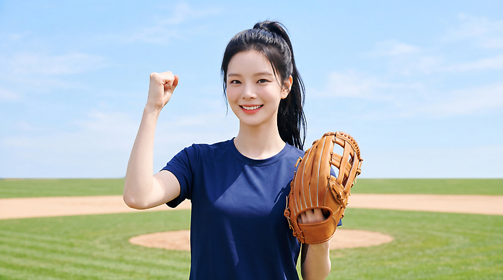 JPG 편집이미지 손 여자 스포츠 티셔츠 하늘 웃음 운동 파이팅 희망 야구 글러브 야구장 소프트볼 의료성형뷰티 편집실사 AI인물포토 감정 스포츠용품 장갑 셔츠 스포츠시설 모션 표정 건강 사람 신체부위 구기 CG 파일형식 AI포토 잡화 상의 오브젝트 시설 AI콘텐츠 옷