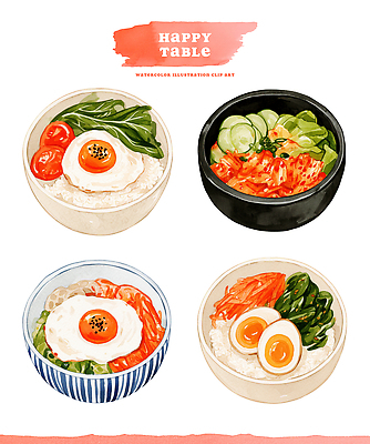 PSD 음식 토마토 채소 일러스트 밥 오이 수채화 계란 식사 샐러드 레시피 건강식 엘리먼트 국내일러스트 알 파일형식