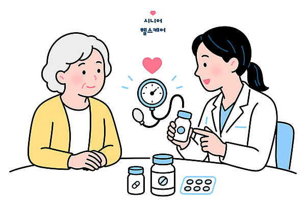 노년 일러스트 의학 탁자 건강 설명 약 건강관리 의사 정보 질문 체크 상담 의사소통 국내일러스트 AI파일 가구 모션 관리 성인 의료진 파일형식 벡터 직업 생활용품 사람 오브젝트