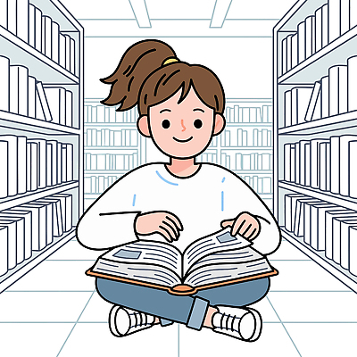 여자 교육 일러스트 학교 이야기 책 학습 독서 자료 도서관 즐거움 페이지 핸드폰금지 흥미 국내일러스트 AI파일 감정 컨셉 사람 금지 파일형식 벡터