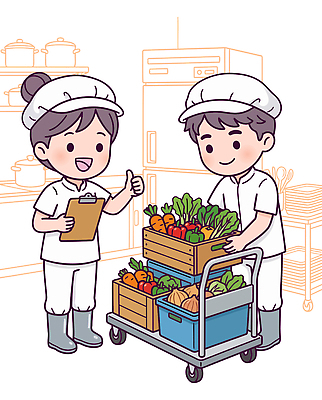 직업 여자 남자 채소 과일 일러스트 식재료 협력 요리 손짓 일상 주방 요리사 카트 작업 정리 급식 서류판 영양사 국내일러스트 AI파일 모션 사람 라이프 사무용품 파일형식 벡터 문구용품 생활 오브젝트