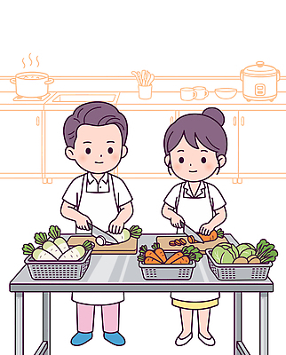 여자 남자 음식 채소 일러스트 재료 함께함 요리 일상 주방 요리사 씻기 냄비 자르기 준비 손질 급식 다듬기 영양사 국내일러스트 AI파일 직업 컨셉 모션 사람 라이프 청결 솥 파일형식 벡터 주방용품 생활 위생 생활용품 오브젝트