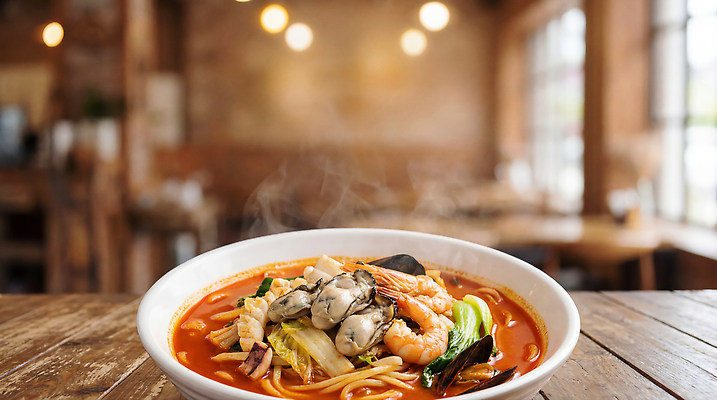 JPG 편집이미지 음식 새우 요리 중식 식당 식사 굴 맛 해산물 국수 점심 굴짬뽕 편집실사 AI포토 컨셉 어패류 갑각류 상점 면류 CG 짬뽕 파일형식 AI콘텐츠 동물