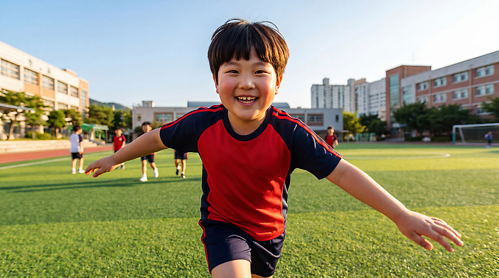 JPG 편집이미지 초등학생 스포츠 협력 초등학교 웃음 소년 달리기 운동 축구 운동장 즐거움 의료성형뷰티 편집실사 AI인물포토 학생 남자 감정 어린이 스포츠시설 학교 모션 표정 건강 사람 구기 공간 CG 파일형식 AI포토 교육 시설 AI콘텐츠