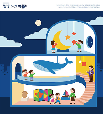 어린이교육 별 문화 과학 일러스트 놀이 소녀 소년 친구 전시 탐험 달 관찰 체험 고래 즐거움 박물관 관람 별빛 전시품 야간개장 국내일러스트 AI파일 자연요소 여자 교육 남자 감정 어린이 컨셉 포유류 관계 모션 빛 수중동물 밤 야간 파일형식 벡터 동물 사람