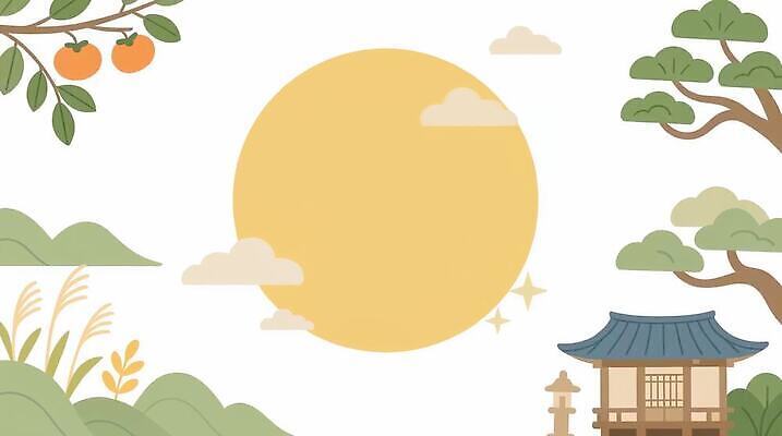 나무 식물 한국전통 명절 아시아 고건축 감 달 동영상 파일형식 감나무 한옥 보름달 한국 전통 산 풍경 MP4 추석 모션그래픽