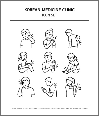 일러스트 건강 치료 머리 고통 한의학 의사 수면 손목 허리 상담 한의원 증상 국내일러스트 AI파일 감정 의학 병원 신체부위 의료진 파일형식 벡터 직업 사람