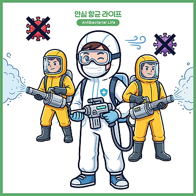 일러스트 표면 협력 건강 안전 청결 장비 작업 바이러스 위생 위험 청소 직원 예방 스프레이 방역 소독 전염병 책임감 방역복 항균 국내일러스트 AI파일 옷 컨셉 질병 파일형식 벡터 의학