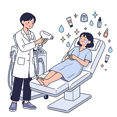 여자 일러스트 의학 건강 병원 치료 뷰티 기계 화장품 환자 의사 전문직 편안함 피부 피부관리 시설 클리닉 스킨케어 테라피 국내일러스트 AI파일 직업 사람 신체부위 의료진 감각 파일형식 벡터