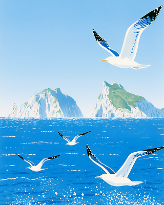 JPG 바다 섬 여행 일러스트 자연 갈매기 조류 하늘 바람 해변 파란색 환경 맑음 비행 수면 생태계 독도 국내일러스트 AI일러스트 AI콘텐츠 자연요소 동물 컬러 날씨 한국 파일형식 아시아 나라