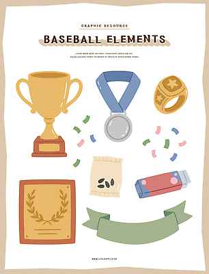 디자인 스포츠 일러스트 경기 장식 과자 경쟁 야구 축하 반지 우승 결과 상패 트로피 메달 대회 아이템 플레이어 국내일러스트 AI파일 컨셉 장신구 디저트 구기 최고 상 파일형식 벡터 음식