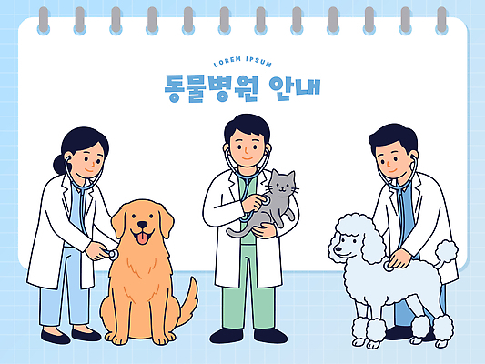 동물 일러스트 의학 건강 관리 치료 반려동물 고양이 진료 개 고객 서비스 검사 푸들 동물병원 수의사 국내일러스트 AI파일 포유류 병원 의사 파일형식 벡터 의료진 직업