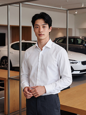 JPG 모델 편집이미지 남자 셔츠 자동차 영업 서기 사무실 흰색 영업사원 방문객 의료성형뷰티 편집실사 AI인물포토 육상교통 컬러 상의 비즈니스 모션 사람 직장인 CG 파일형식 AI포토 직업 옷 교통수단 AI콘텐츠 교통