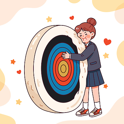 JPG 학생 행복 일러스트 청소년 친구 수능 과녁판 목표 즐거움 합격 찹쌀떡 국내일러스트 감정 컨셉 관계 떡 사람 시험 파일형식 교육