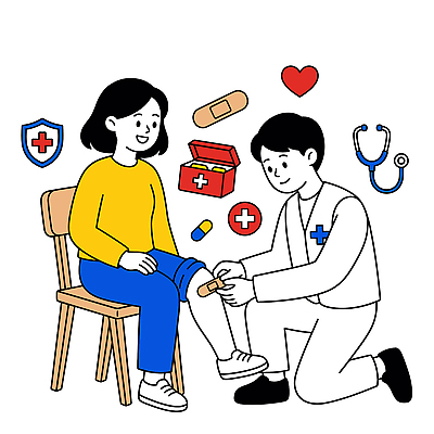 의자 일러스트 의학 건강 치료 축제 환자 의사 도움 자원봉사자 상처 직원 무릎 약상자 응급치료 국내일러스트 AI파일 가구 컨셉 신체부위 상자 의료진 파일형식 벡터 직업 생활용품 사람 오브젝트
