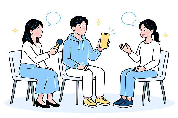 의자 일러스트 말하기 대화 사람 스마트폰 군중 질문 마이크 언론 서포터즈 인터뷰 소통 답변 국내일러스트 AI파일 음향기기 가구 컨셉 모션 핸드폰 스마트기기 파일형식 벡터 생활용품 전자제품 오브젝트