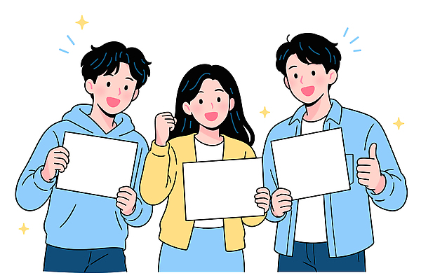 캐릭터 행복 일러스트 응원 미소 사람 친구 기쁨 서포터즈 소통 친목 국내일러스트 AI파일 감정 컨셉 관계 표정 파일형식 벡터
