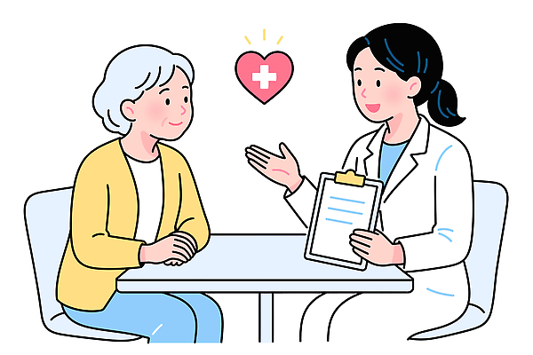 노년 일러스트 건강 대화 치료 사무실 진료 환자 의사 정보 상담 증상 국내일러스트 AI파일 비즈니스 의학 말하기 성인 의료진 파일형식 벡터 직업 모션 사람