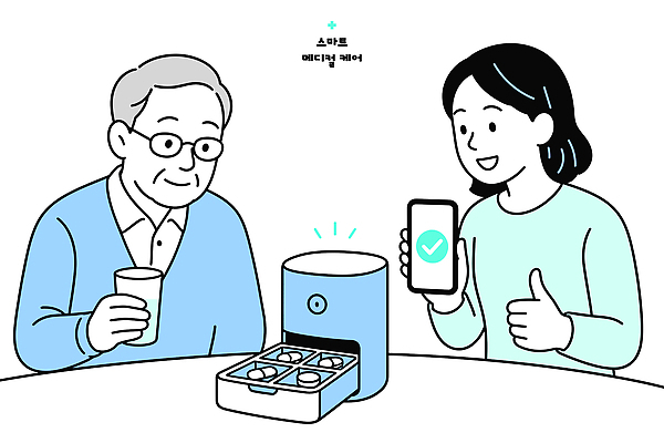 여자 노년 일러스트 기술 건강 관리 생활 스마트폰 알약 건강관리 기계 스마트 물컵 확인 소통 지원 국내일러스트 AI파일 컨셉 사람 성인 컵 핸드폰 스마트기기 약 파일형식 벡터 식기 의학 전자제품