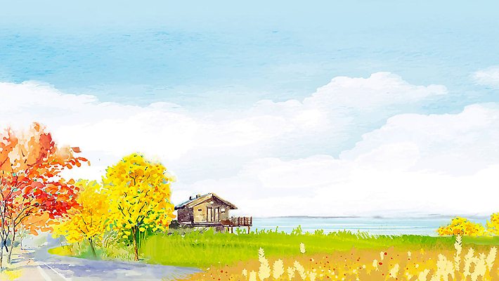 식물 계절 건물 시골 그림 생태계 동영상 파일형식 호수 주택 가을 나무 풍경 하늘 길 초원 자연 농촌 풍경화 MP4 모션그래픽