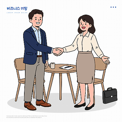 여자 남자 의자 가방 일러스트 비즈니스 탁자 회의 악수 직장 대화 협상 만남 업무 소통 상호작용 국내일러스트 AI파일 잡화 가구 컨셉 회사 말하기 사람 손짓 작업 파일형식 벡터 생활용품 모션 오브젝트