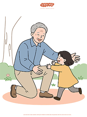 나무 손 할아버지 노년 여유 어린이 일러스트 포옹 놀이 휴식 손녀 따뜻함 사랑 웃음 취미 노후 달리기 화목 기쁨 만남 무릎 국내일러스트 AI파일 식물 여자 남자 감정 컨셉 안기 모션 표정 사람 성인 신체부위 손주 파일형식 벡터 가족 관계