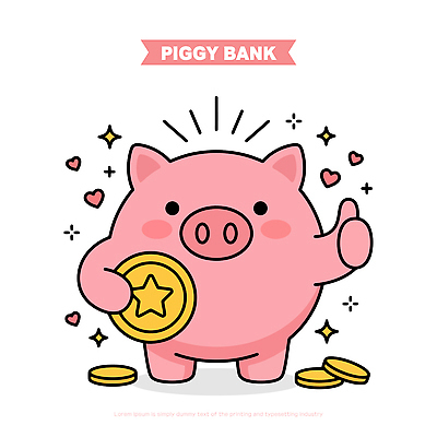 캐릭터 디자인 별 분홍색 돈 일러스트 경제 귀여움 동전 저축 돼지저금통 저금통 하트 재정 국내일러스트 AI파일 자연요소 모양 컬러 컨셉 금융 재산 파일형식 벡터