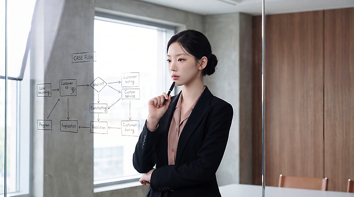 JPG 편집이미지 여자 생각 비즈니스 관리 사무실 펜 작업 모던 기획 변호사 의료성형뷰티 편집실사 AI인물포토 직업 사람 필기구 CG 파일형식 AI포토 문구용품 AI콘텐츠 오브젝트
