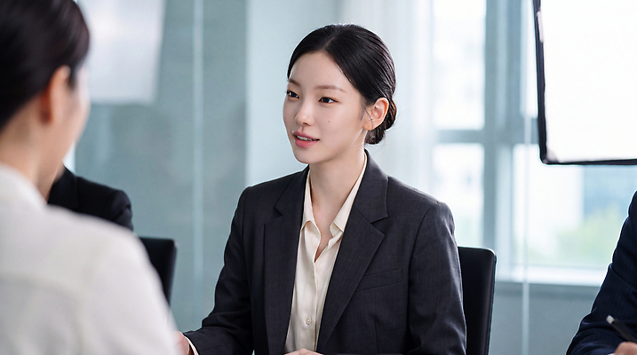 JPG 편집이미지 여자 비즈니스 회의 커뮤니케이션 직장 대화 상반신 사무실 전문직 질문 변호사 답변 의료성형뷰티 편집실사 AI인물포토 직업 회사 말하기 사람 CG 파일형식 AI포토 모션 AI콘텐츠