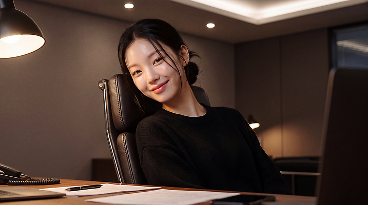 JPG 편집이미지 여자 조명 직장 미소 앉기 사무실 책상 문서 변호사 의료성형뷰티 편집실사 AI인물포토 직업 가구 회사 비즈니스 모션 표정 사람 CG 파일형식 AI포토 생활용품 AI콘텐츠 오브젝트