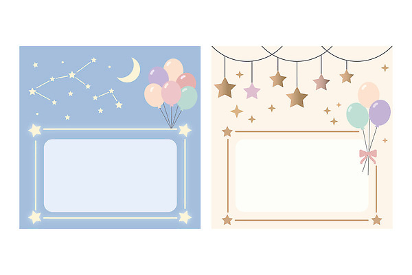 디자인 기념일 행복 별 일러스트 파란색 파티 축제 별자리 달 메모지 풍선 생일카드 국내일러스트 AI파일 자연요소 감정 컬러 카드_감사 이벤트 사무용품 파일형식 벡터 문구용품 오브젝트