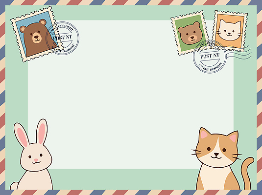 동물 디자인 백그라운드 일러스트 곰 프레임 장식 귀여움 고양이 토끼 편지지 엽서 팬시 우표 아기자기 국내일러스트 AI파일 컨셉 포유류 반려동물 편지 파일형식 벡터