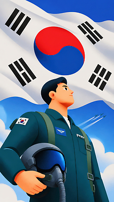 JPG 남자 일러스트 하늘 군용기 비행기 한국 사람 군인 국기 파일럿 공군 항공 국군의날 AI일러스트 AI콘텐츠 직업 아시아 항공교통 대중교통 군대 국군 파일형식 법정기념일 기념일 나라 교통수단 교통 이벤트