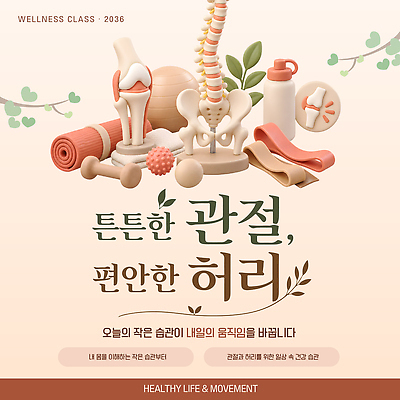 템플릿 교육 건강 운동 건강관리 헬스 도구 허리 관절 예방 방법 클래스 이미지템플릿 웰니스 AI파일 뼈 관리 신체부위 파일형식 벡터 사람