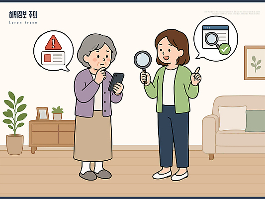 노년 일러스트 가족 친절 대화 경고 설명 안전 청년 생활 스마트폰 정보 도움 걱정 문제 소통 거짓 지원 국내일러스트 AI파일 감정 컨셉 관계 모션 말하기 성인 핸드폰 스마트기기 파일형식 벡터 사람 전자제품
