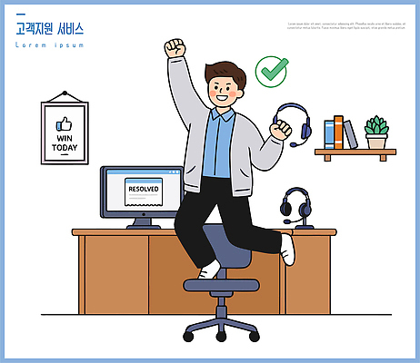 의자 일러스트 기술 사람 일상 컴퓨터 사무실 헤드셋 기쁨 업무 작업 책상 직원 즐거움 서비스 텔레마케팅 문제 소통 문제해결 지원 국내일러스트 AI파일 감정 음향기기 가구 컨셉 비즈니스 라이프 전자제품 헤드폰 서비스업 파일형식 벡터 직업 산업 생활용품 생활 오브젝트