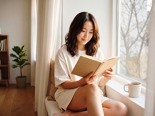 JPG 식물 편집이미지 여자 여유 커피 아침 집안 휴식 실내 일상 책 소파 편안함 집중 읽기 창가 즐거움 의료성형뷰티 편집실사 AI인물포토 주간 감정 음료 컨셉 의자 창문 모션 사람 내부 라이프 감각 CG 파일형식 AI포토 자연요소 가구 생활 AI콘텐츠 생활용품 오브젝트