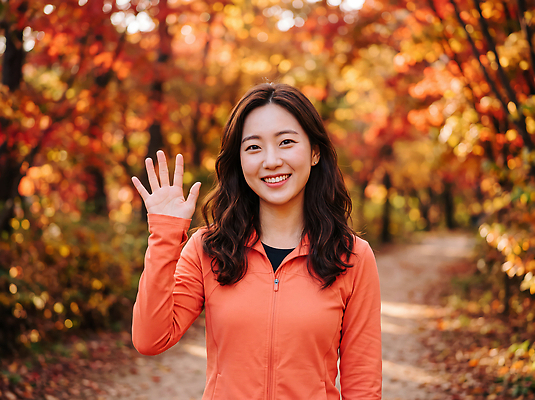 JPG 나무 편집이미지 여자 길 단풍 자연 웃음 산책 가을 숲 러닝 손흔들기 의료성형뷰티 편집실사 AI인물포토 식물 계절 잎 모션 휴식 표정 사람 CG 생태계 파일형식 AI포토 컨셉 AI콘텐츠