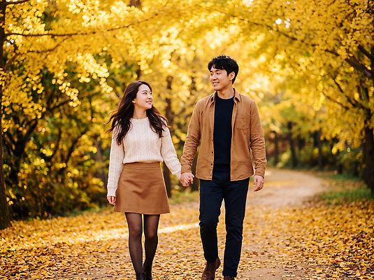 JPG 나무 편집이미지 커플 여자 남자 행복 길 단풍 데이트 자연 나뭇잎 사랑 풍경 가을풍경 산책 가을 의료성형뷰티 편집실사 AI인물포토 AI콘텐츠 식물 계절 감정 잎 관계 휴식 사람 CG 생태계 파일형식 AI포토 컨셉