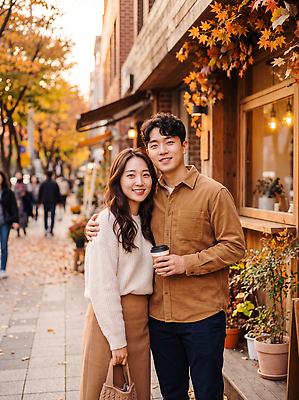 JPG 나무 편집이미지 커플 여자 남자 커피 단풍 데이트 나뭇잎 거리 함께함 웃음 풍경 여러명 산책 가을 즐거움 의료성형뷰티 편집실사 AI인물포토 AI콘텐츠 식물 계절 감정 음료 다수 컨셉 잎 관계 휴식 표정 사람 CG 파일형식 AI포토