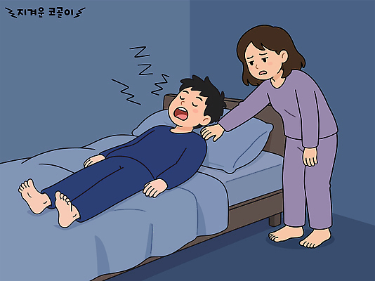 여자 남자 일러스트 가족 남편 휴식 스트레스 방 침대 아내 수면 걱정 코골이 불편함 국내일러스트 AI파일 감정 가구 컨셉 관계 사람 감각 파일형식 벡터 생활용품 오브젝트