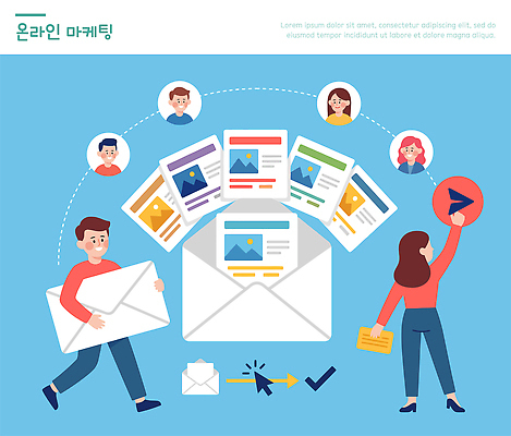 디자인 여자 남자 일러스트 디지털 이메일 편지 알림 이미지 온라인 소통 마케팅 소셜미디어 콘텐츠 국내일러스트 AI파일 컨셉 사람 파일형식 벡터