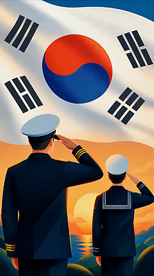 바다 상징 한국 두명 의식 국기 태극기 군복 해군 경례 국군의날 모션그래픽 MP4 아시아 유니폼 군대 사람 인사 동영상 파일형식 법정기념일 옷 기념일 나라 예절 이벤트
