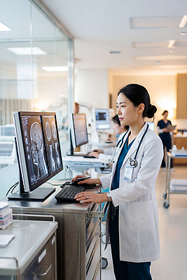 JPG 편집이미지 의학 기술 건강 병원 치료 모니터 진료 환자 의사 직원 검사 영상 소통 MRI 의료성형뷰티 편집실사 AI인물포토 컨셉 의료기기 컴퓨터 의료진 CG 파일형식 AI포토 직업 전자제품 AI콘텐츠