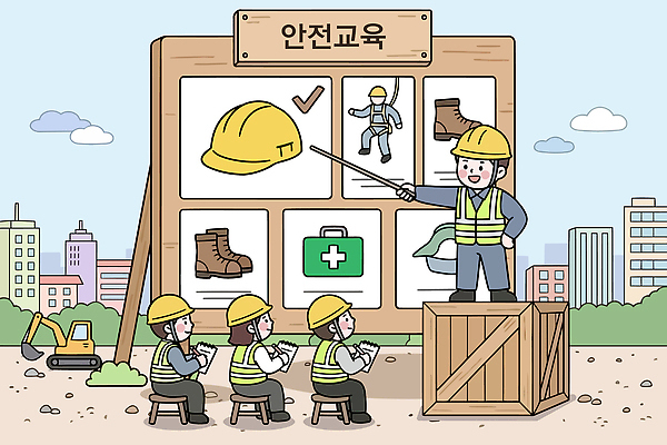 교육 건축 일러스트 건설업 안전 건물 학습 상자 강사 장비 건설현장 도시 작업 판넬 헬멧 직원 규칙 안전화 작업자 국내일러스트 AI파일 직업 건축물 산업 신발 보호장비 파일형식 벡터
