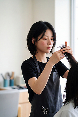 JPG 편집이미지 여자 머리 상점 도구 작업 미용실 미용사 이발 고객 집중 서비스 다듬기 스타일링 의료성형뷰티 스타일 편집실사 AI인물포토 직업 컨셉 모션 사람 신체부위 뷰티샵 CG 파일형식 AI포토 AI콘텐츠