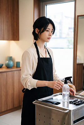 JPG 편집이미지 여자 앞치마 도구 작업 미용실 미용사 청소 오브젝트 정리 의료성형뷰티 편집실사 AI인물포토 직업 사람 뷰티샵 CG 파일형식 AI포토 상점 AI콘텐츠